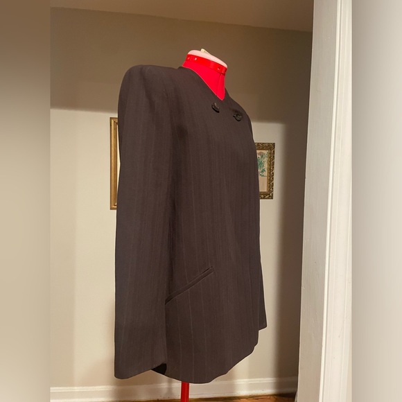 VTG 80s Chocolate Brown Joan & David Blazer Jacket Made In Italy - Picture 9 of 12